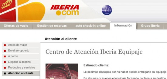 Reclamación de Equipajes en Iberia.com