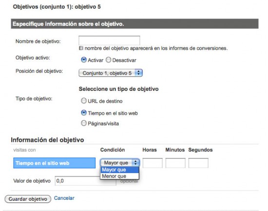 Nuevos tipos de objetivos en Google Analytics Nuevos tipos de objetivos en Google Analytics