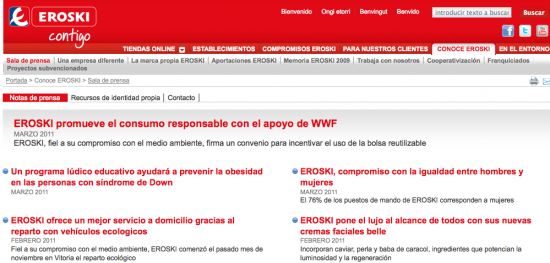 Sala de prensa de Eroski Sala de prensa de Eroski