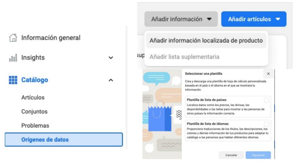 Añadir información localizada en facebook commerce manager